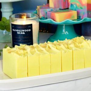 2 ARTISAN HANDMADE YELLOW SOAP BARS: PRESTIGE